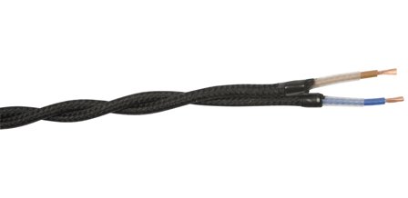 Gelia 4070910181 Tekstilkabel SKK, 2X0,75 tvunnet, 25 m Svart, Stikkontakter & kabler