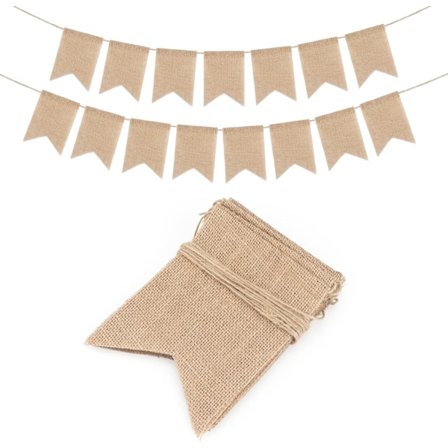 Jute Vimpel Banner Girlang - 4,5m Naturlig Säckvävsvimpel [JSR]