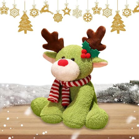 Grønn reinsdyr bamse, 27cm julebamse, jul