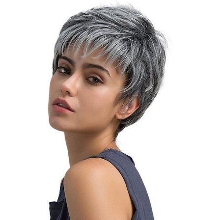 Kvinnor Fest Charmiga korta raka peruker Grå helhårsperuk