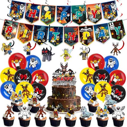 99 Nätter i Skogen "Bursdagstema Festartikler Servisesett Barnebursdag Dekor Banner Ballong Kaketopp