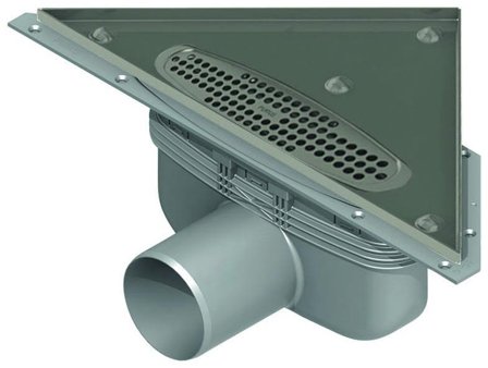 Purus Corner Golvbrunn 75 mm, gavelutlopp, Inomhusavlopp