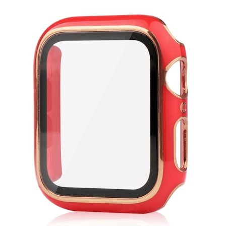 Apple Watch SE 2022 (40mm) dual color electroplating cover with tempered glass - Red / Gold