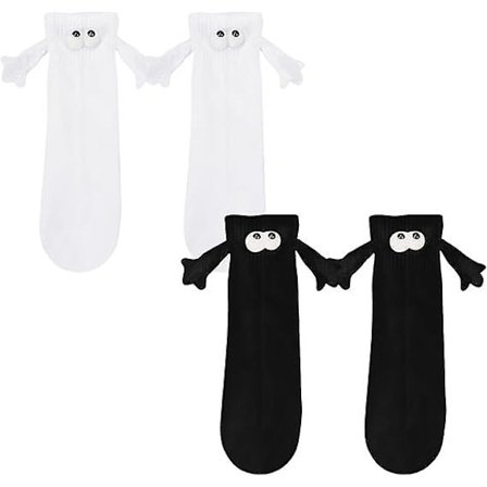 2 par roliga magnetiska sugdockor par strumpor, nyhetstrumpor, par som håller hand strumpor, roliga strumpor för kvinnor män, hand i hand strumpor 