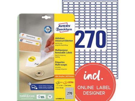 AVERY Etikett avtagbar 17,8x10mm 8100/fp - Lyreco - Emballage och lagerutrustning - Etiketter och godsmärkning - Avtagbara och vattenfasta etiketter