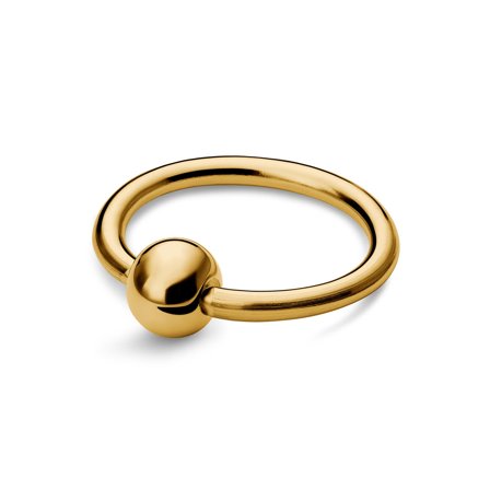 6 mm Goldfarbener Ring aus Chirurgenstahl mit eingefasster Perle für Männer - Schmuck für Ohr-Piercings - Piercing-Schmuck
