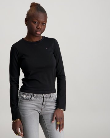 Tommy Hilfiger PUNTO TOP LS Czarny Topy i bluzki Dziewczyna - Kids Brand Store