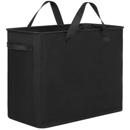 Ultratunn tvättkorg med handtag, hopfällbar liten tvättkorg, tunn smutskorg, smal tvättpåse, vikbar smutstvättkorg (svart)