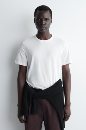 COS Men's Brushed-Cotton T-Shirt in White