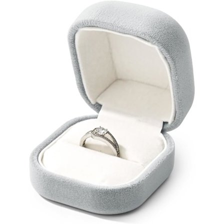 Grå ringæske, ringopbevaringsæske, ringgaveæske til forlovelse, bryllup, fødselsdag, frieri, Valentinsdag