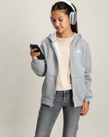 Nike K NSW CLUB FLC HD FZ LS Grå Hoodies/Hættetrøjer Pige - Kids Brand Store