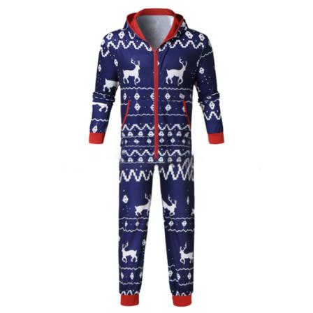 Julfamiljsmatchande Pyjamas Hoodies Blue M