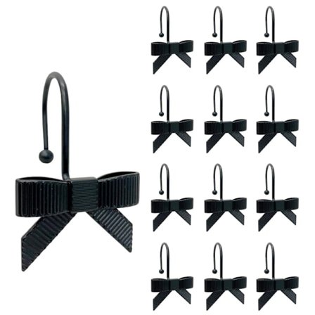 12 stk. dekorative sløjfe bruseforhængskroge, sløjfe gardinkroge brusebad ring badeværelse børnehave kunstdekoration (sløjfe)