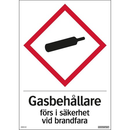Skylt Gasbehållare 210x297mm - Lyreco - Skyddsutrustning > Säkerhetsmärkning och skyltar > Skyltar