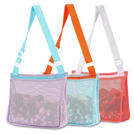 3 stk. Strandlegetøj Mesh Strandtaske Børn Skalindsamlingspose Strand Sandlegetøj Totes(A)
