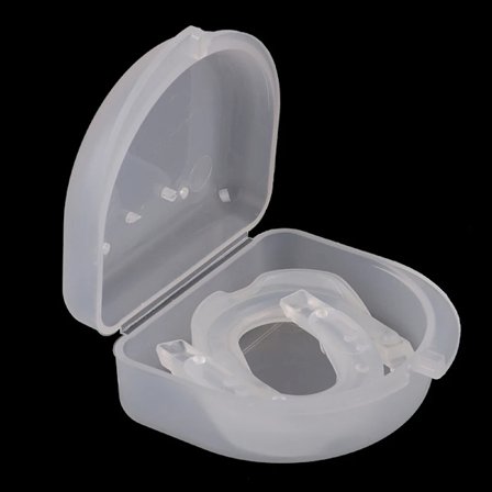 Tandskydd mot bruxism, bettskena, nattlig tandgnissling + förvaringsfodral, sömnhjälpmedel, munhälsa, munvård, tandortos