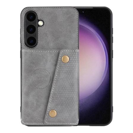 Samsung Galaxy S24 - Exklusivt Retroinspirerat Pl nboksfodral i L der Grey