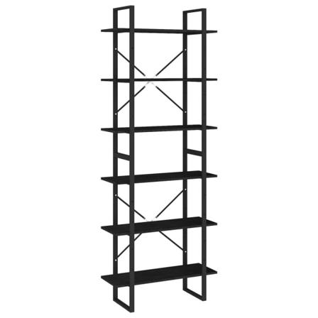 Vidaxl Hög Bokhylla Svart 80x30x210 Cm Massiv Furu Svart
