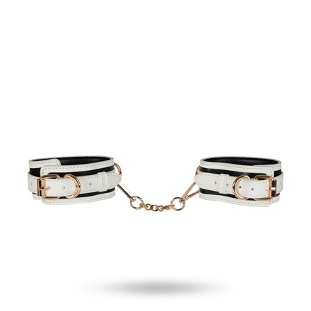 Vuxen: Glow-in-the-Dark Hand Cuffs - White/Black/Gold