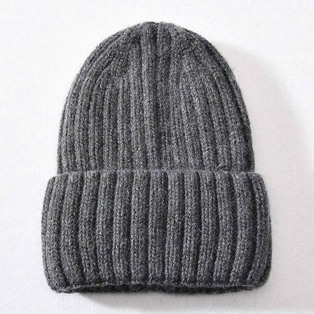 Vinterhue med silkefor til kvinder og mænd, unisex, tyk, chunky strik, stribet, varm, blød cashmere strikhue Mørkegrå