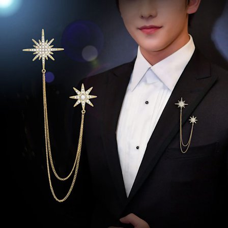 Kvinder Mænd Stjernekæde Brocher Pins Metal Rhinestone smykker Par