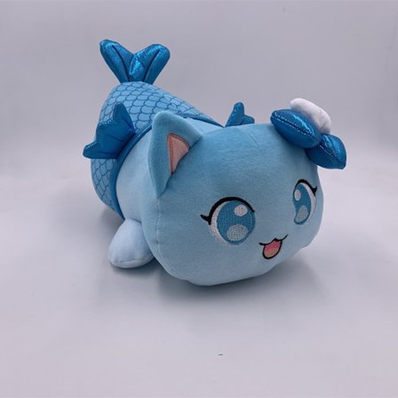 Ny söt katt måne katt ängel demon katt plysch leksak kudde gosedjur barn present, sjöjungfru katt