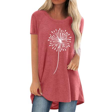 T-shirt Med Rund Hals För Damer T-shirt Med Hög Låg Fåll