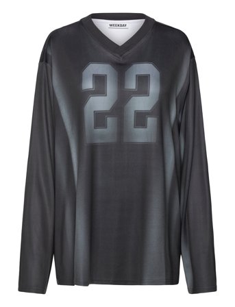 Weekday Sports V Neck Long Sleeve - Black - XS