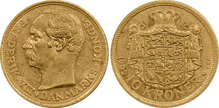 Danmark 1909 - Kong Frederik VIII - 10 kr. guldmønt