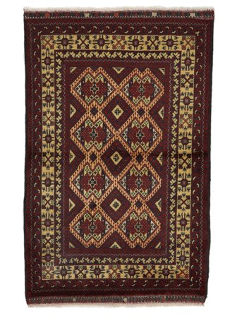 Tapete Oriental Kunduz 98X149 Preto/Castanho (Lã, Afeganistão)