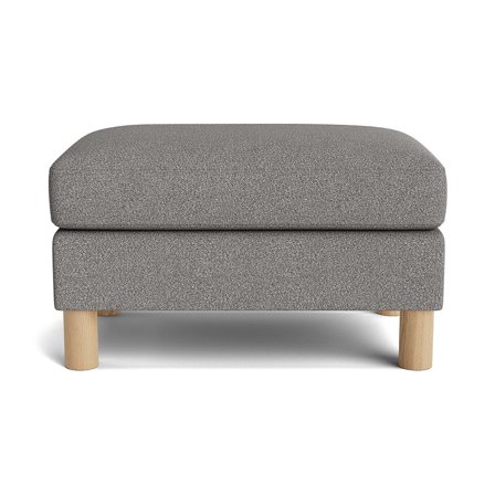 Haven Pouf Puf Hocker in Loop Grau, moderner skandinavischer Stil, bequemer Polsterhocker mit runden Beinen, ideal als Fußablage, 44cm Höhe.