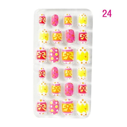 Valmiit kynnet Lasten 24 kappaleen laastari Piirretty Rakkaus Tekokynnet Irrotettava Täysi Tarra Korut(24)