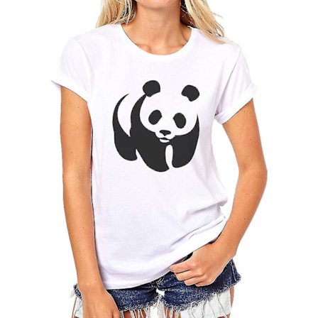 Svart samt ljus Wwf Panda Logotype Majestic T-shirt för kvinnor