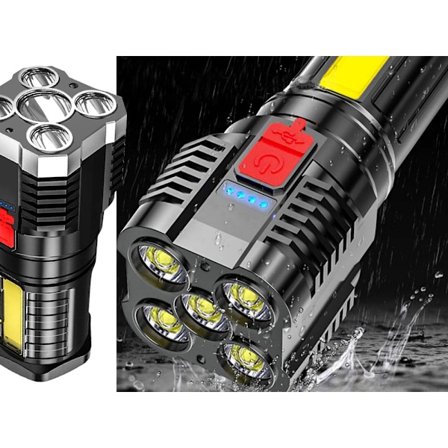 Extremt Stark Uppladdningsbar LED-ficklampa För Proffs och Äventyrare