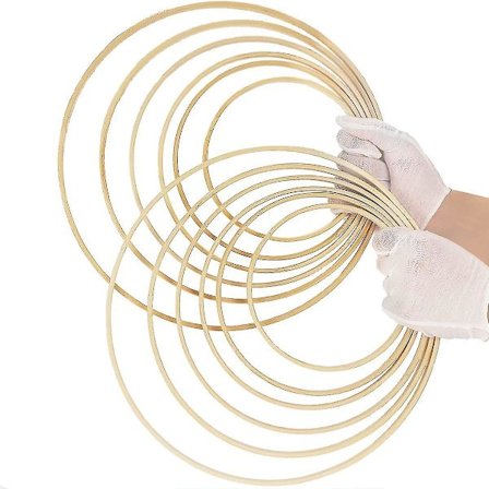 12 st 6 tum till 12 tum Trä Bambu Blomster Båge Krans Makramé Hantverk Bågar Ringar För Diy Drömfångare, Bröllop Krans Dekor Och Vägg Hängande 