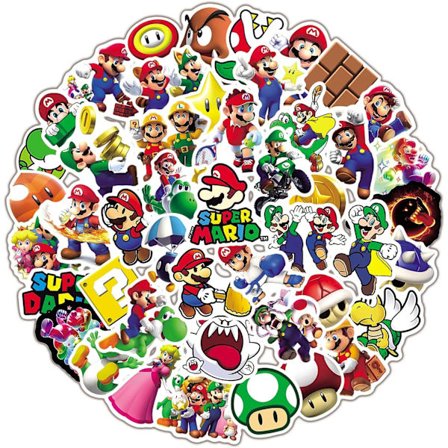 50 stk. Super Mario-klistermærker, motorcykel-klistermærker i vinyl til bærbare computere, vandflasker, bagage, skateboards, motorcykler, gave til 