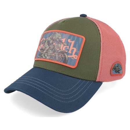 Von Dutch - Zelená trucker Kšiltovka - Square Patch Pink/Green/Blue A-Frame Trucker @ Hatstore