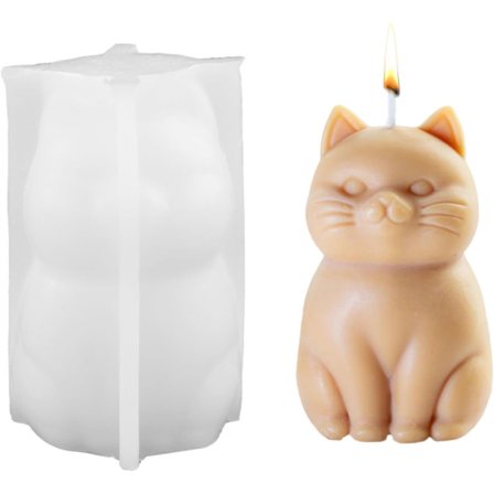 Silikonform kattelysform 3D silikonform lysestake søt katt gips lysformer for betong dyr lysestake dekorasjon lysformer