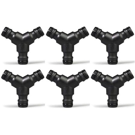 Muovista valmistettu letkunjakaja (3-tie) Y-muotoinen puutarhaletkun liitin Y-liitäntä 6 kpl