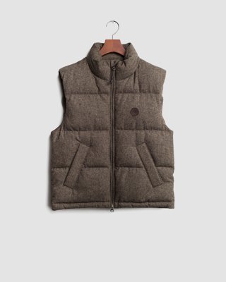 GANT - Vattert vest i ull til herre warm khaki