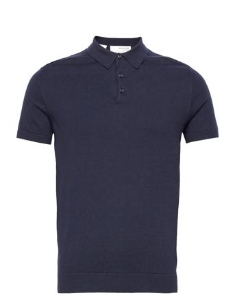 Slhberg Ss Polo Neck Blue Selected Homme