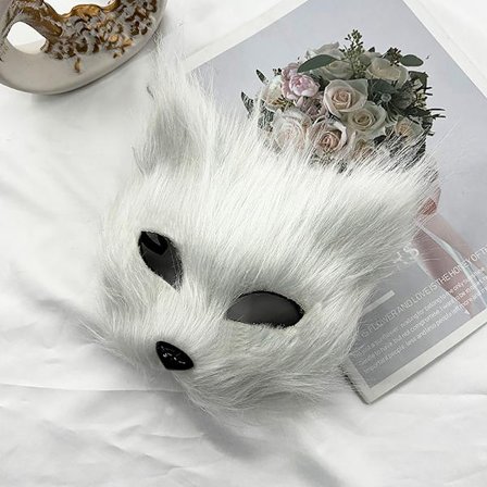1PC Fox Mask Furry Half Face Simulated Animal Cat Mask Hallowee