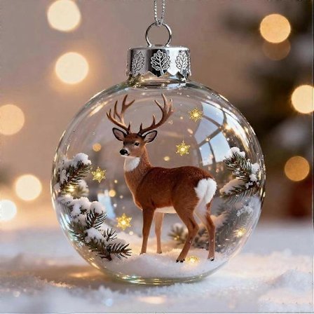 2026 Wildlife Wonders Collection Krystallglass Ornament, Levende 3D Dyre Juledekorasjon, Klare Plast Julekuler, Highland Cow Ornament, Holida