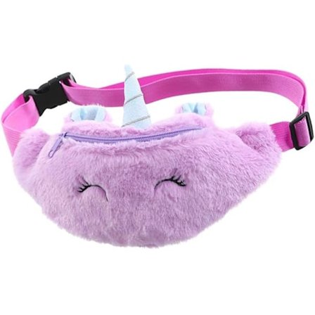 Lilla jenteplysjpakke Enhjørning midjeveske for barn Plysjbelteveske Liten rumpetaske med justerbart belte for barn Sport Løping Campingtur