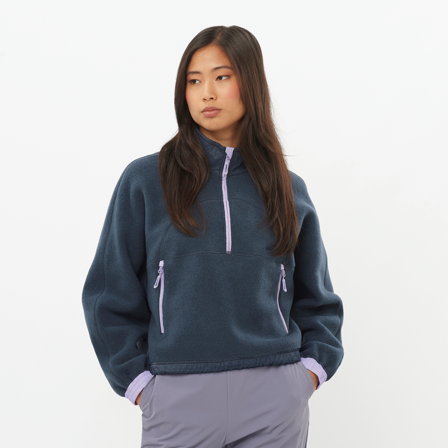 Salomon - Couches intermédiaires Vêtements Chroma Fleece Crop Hz W - Blue Nights