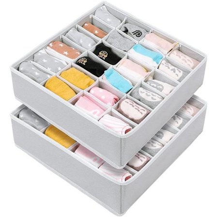 24 Oppbevaringsbokser (2-pakning, grå)