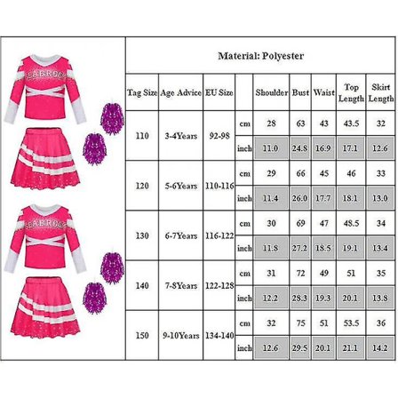 3-10 år Barn Flickor Zombies 3 Cheerleader Outfit Cosplay Outfits Set Z W