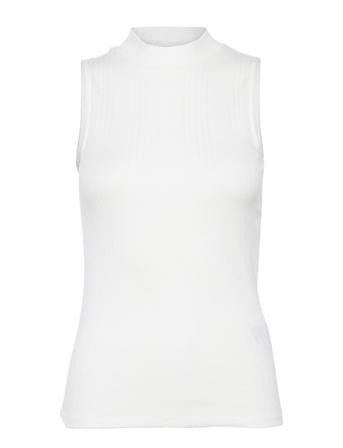 Skinny Rib Mock Neck Tank Top White Calvin Klein