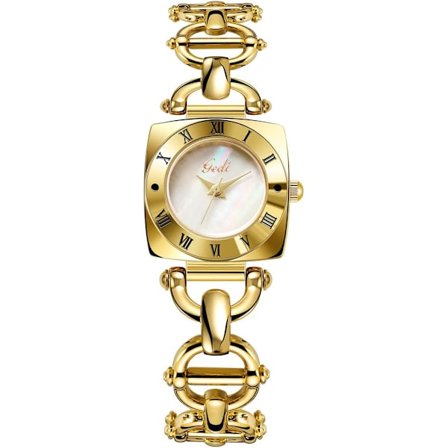 Lyxig Damklocka Fyrkantig Guld Quartz Klocka Graverade Romerska Siffror Logotyp Klocka Vintage Quartz Klocka