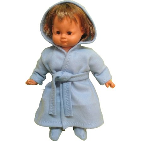 Ljusblå morgonrock i fleece till Lillan, dockkläder.